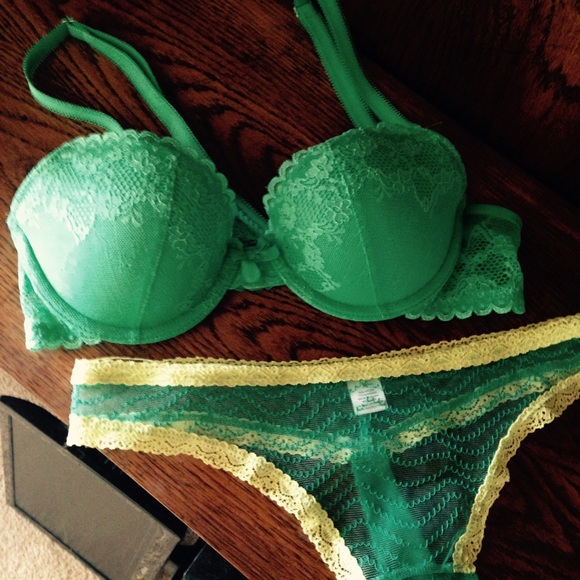 Green Bra and Thong Set
