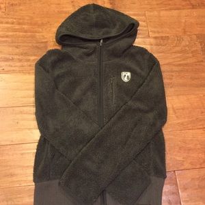 Olive Green fuzzy zip up.
