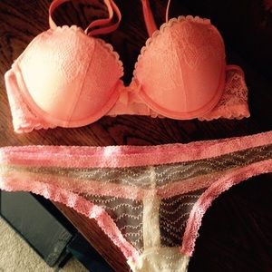 Pink Bra and Thong Set