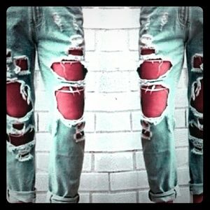 NWOT Sexy high wasted ripped destroyed denim jeans