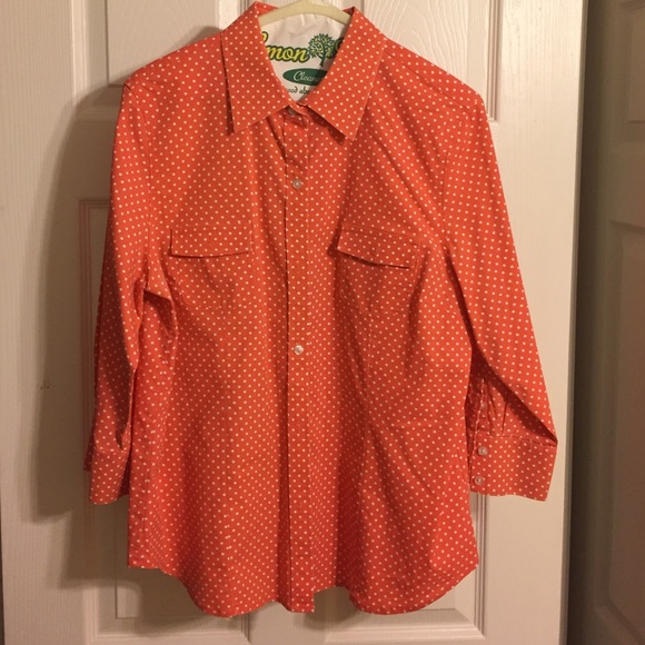Peach polka dot blouse