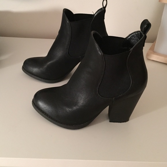 black leather booties