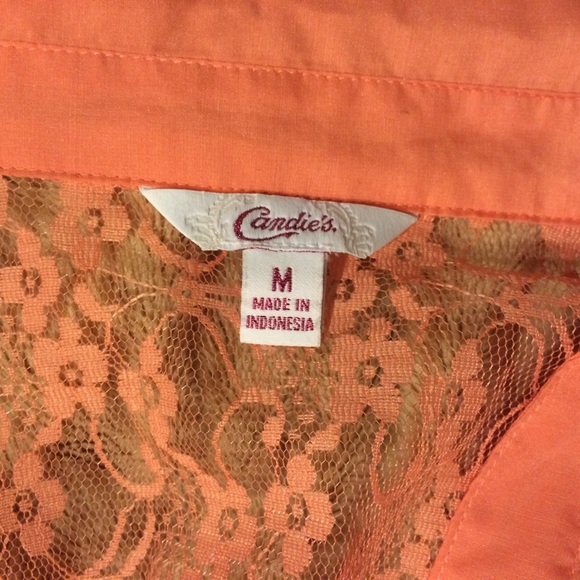 peach/coral chiffon 3/4 sleeve shirt - Picture 3 of 4