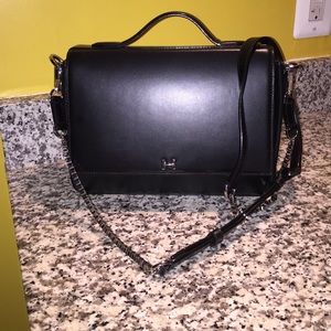 Halston Heritage geo shaped black crossbody bag.