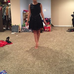 black lace dress. hard to see