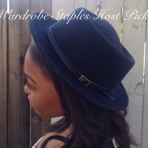 Wide brim black fedora hat