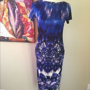 Jean Paul Gaultier side ruched midi dress size M