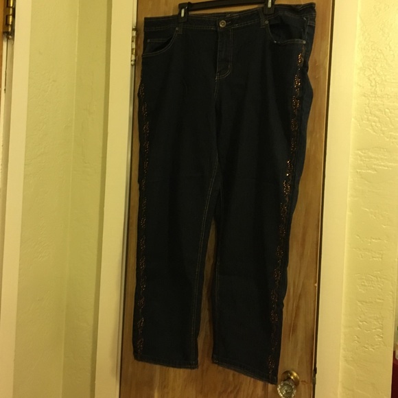 Skinny blue jeans with cool embellishments