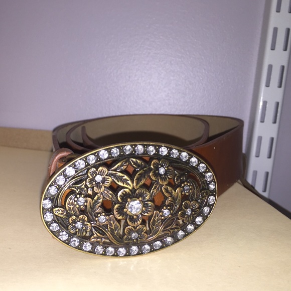 Rhinestone western cognac belt