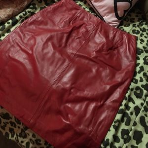 Red leather skirt