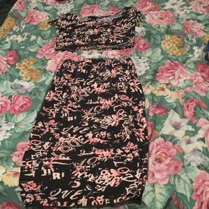 Sexy Printed Two Piece Crop Top & Skirt