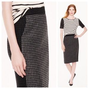 J.CREW PENCIL SKIRT IN COLORBLOCK HOUNDSTOOTH WOOL