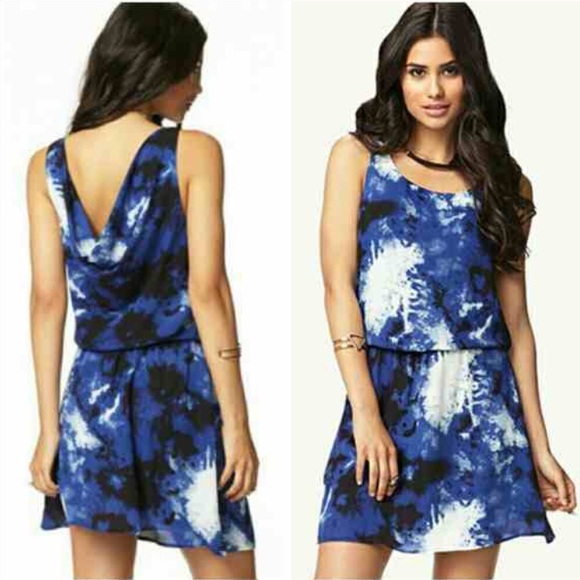 Cowl Back Splatter Dress