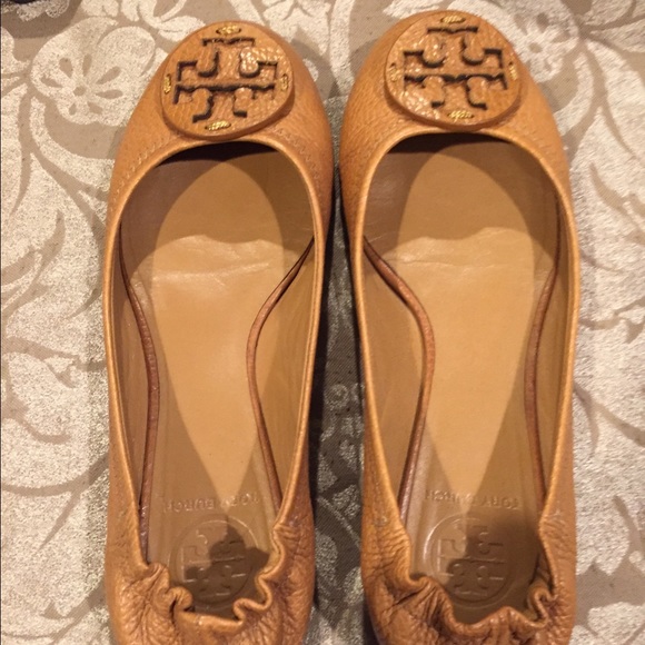 Brown leather Tory Burch Reva Flats