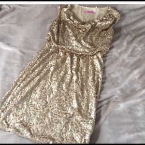 Gold sequins cocktail dress