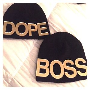 Oversized wording black and gold hats