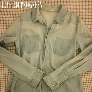 F21 acid washed denim shirt