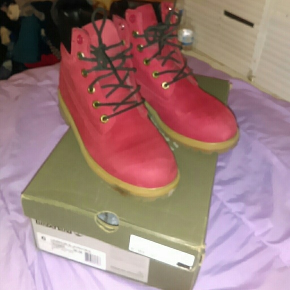 Limited Edition Red And Black Timberlands