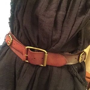 Authentic Linea Pelle Leather Belt Brass Hardware