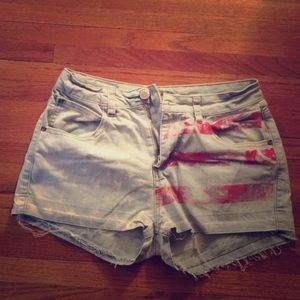 American Flag Denim Shorts