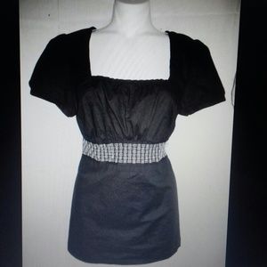 Ann Taylor Loft size 4 Small black embroidered top