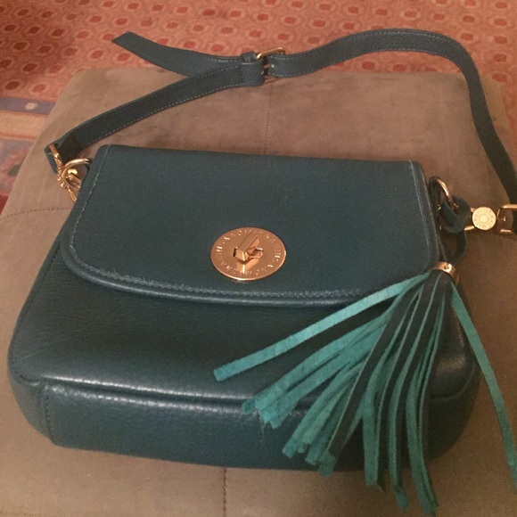 Beautiful teal leather shoulder bag