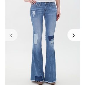New without tags patchwork flare jeans