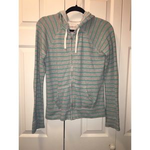 Teal and Grey Striped Jacket Hoodie