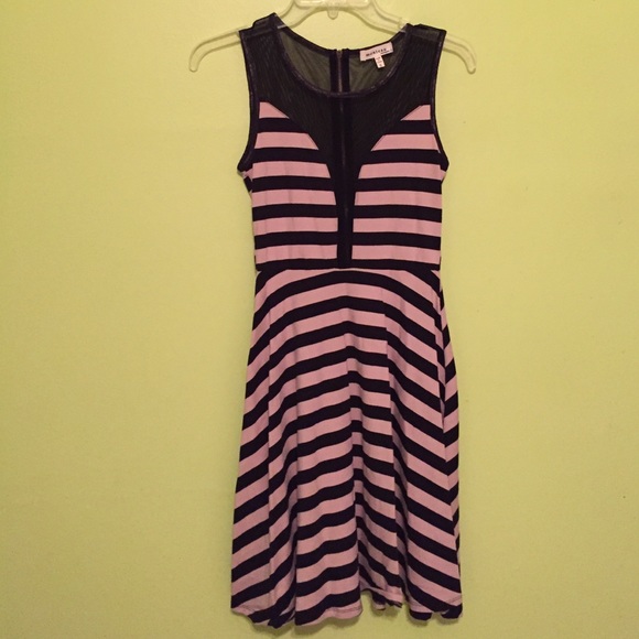 Skater striped dress size small with mesh top