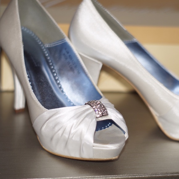 Gorgeous white wedding heels from David's bridal