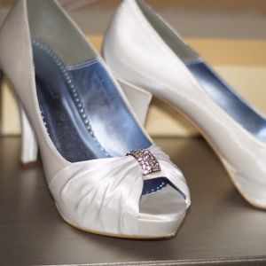 Gorgeous white wedding heels from David's bridal