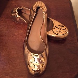 Tory Burch metallic patent flats