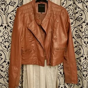 Brown  Faux Leather Jacket