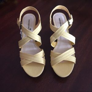 Yellow Cork Wedge Sandals