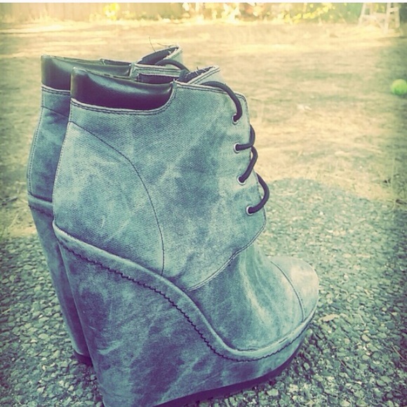 High wedged heels grey sparkle - Picture 1 of 1