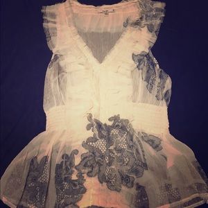 Papaya lace and sheer top