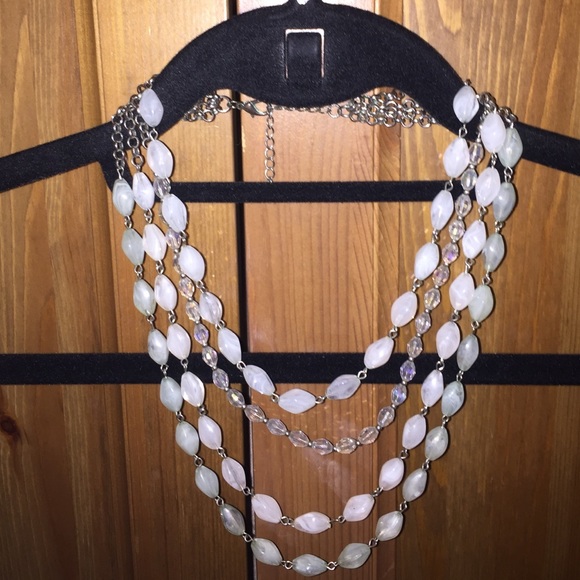 5 Layered light blue necklace