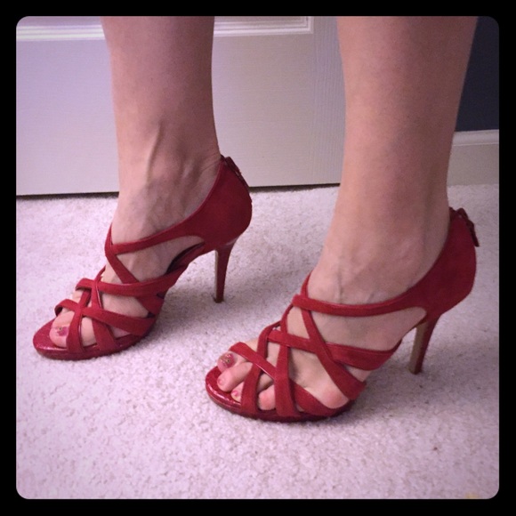 White House Black Market Shoes - ❗️FINAL REDUCTION ❗️Red strappy leather high heels