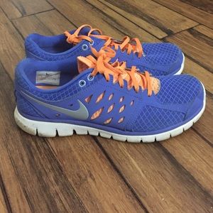 Blue and orange Nikes