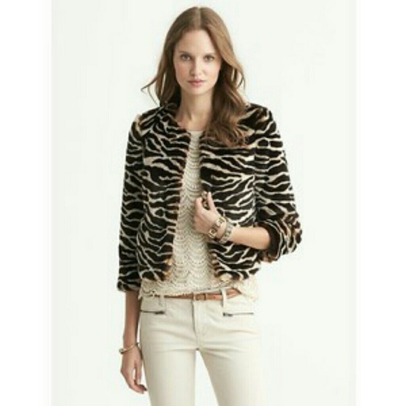 NWT BANANA REPUBLIC ZEBRA FAUX FUR COAT