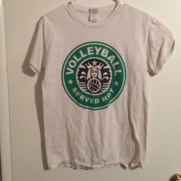 White T-Shirt with Volleyball Starbucks Logo