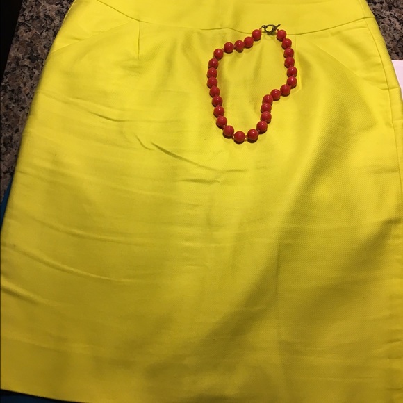 JCrew, highlighter yellow pencil skirt.