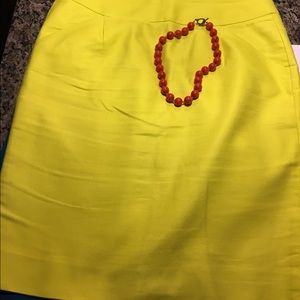 JCrew, highlighter yellow pencil skirt.