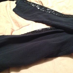 AE Sequined tuxedo stripe leggings in navy