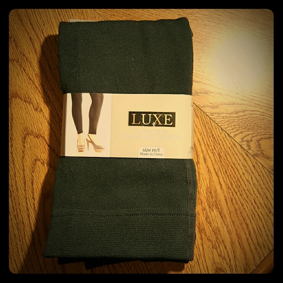 Luxe gray fleece lined footless tights