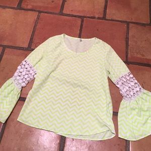 Lime green and white chevron blouse💚