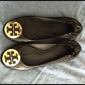 Reva Ballet Black Tory Burch Flats Size 9