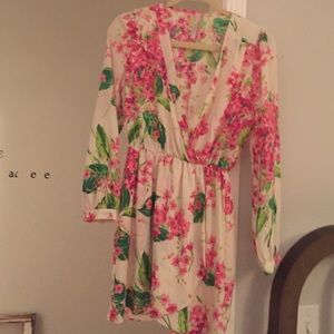 Flower print long sleeve dress