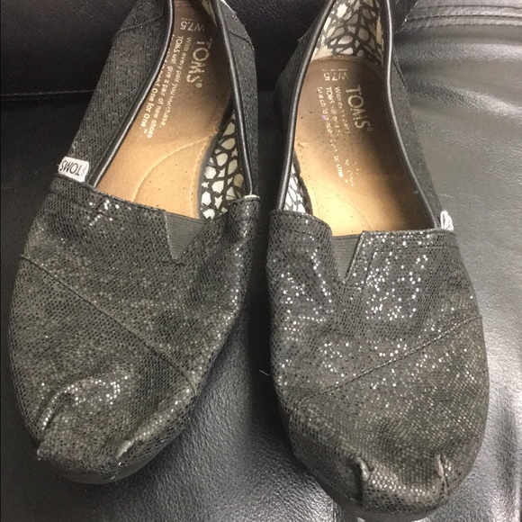 TOMS Shoes - Black sparkle toms 7.5