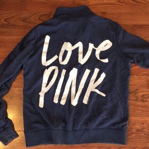 VS PINK half zip up blue size medium
